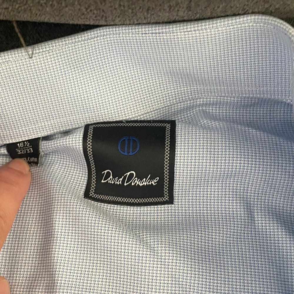 16.5 32/33 Blue Long Sleeve David Donahue Shirt